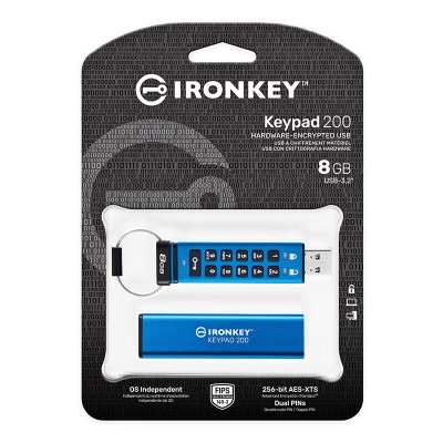 金士顿（Kingston）8GB USB3.2 Gen1 U盘 IKKP200 256位AES硬件数字加密a43