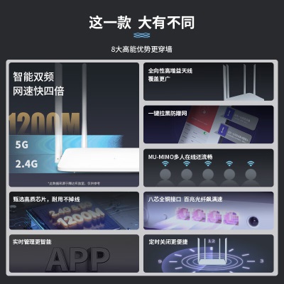 腾达（Tenda）AC5 新版白色 1200M 无线路由器 5G双频智能路由a46