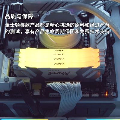 金士顿 (Kingston) FURY 32GB(16G×2)套装 DDR5 7200 台式机内存条 Renegade叛逆者 RGB灯条a43