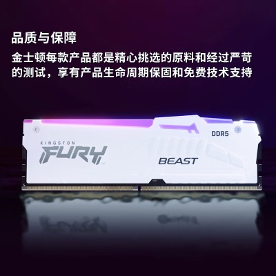 金士顿 (Kingston) FURY 32GB(16G×2)套装 DDR5 6000 台式机内存条 Beast野兽系列 RGB灯条a43