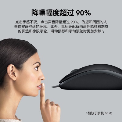 罗技（Logitech）M110 鼠标 有线鼠标 办公鼠标 轻音鼠标 对称鼠标a41