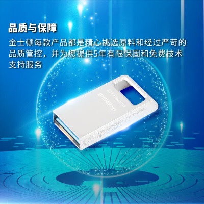 金士顿（Kingston）256GB USB3.2 Gen1 U盘 DTMC3G2 银色金属 迷你型车载U盘a43