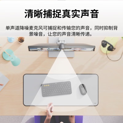 罗技（Logitech）Brio 300 全高清1080P网络摄像头 电脑摄像头 台式机摄像头 网课会议摄像头a41