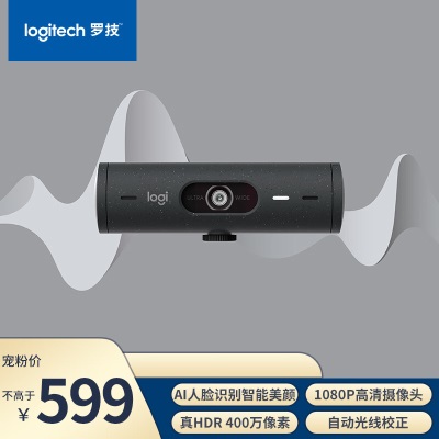 罗技（Logitech）Brio 500 全高清1080P网络摄像头 电脑摄像头 台式机摄像头 会议摄像头 家用摄像头a41