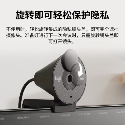 罗技（Logitech）Brio 300 全高清1080P网络摄像头 电脑摄像头 台式机摄像头 网课会议摄像头a41