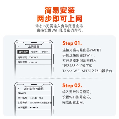 腾达（Tenda）AX2 AX1500 WiFi6千兆无线路由器 5G双频 智能家用穿墙高速路由 IPv6a46