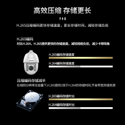 海康威视监控器摄像头400万2K高清室外防水变焦红外夜视360°云台旋转工业学校安防巡航球机DS-2DC6423IW-Aa48