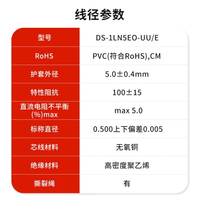 海康威视超五类网线工程级无氧铜箱线CAT5e0.5非屏蔽双绞线室外防水耐磨305米/箱DS-1LN5EO-UU/Ea48a48