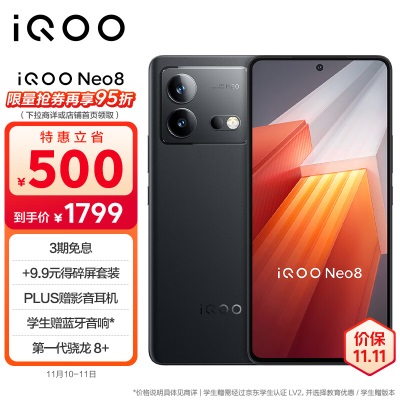  iQOO Neo8 12GB+256GB 夜岩 第一代骁龙8+ 自研芯片V1+a49