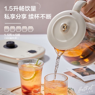 小熊（Bear）养生壶 1.5L煮茶壶煮茶器 玻璃花茶壶 316不锈钢恒温水壶烧水壶电热水壶a57g