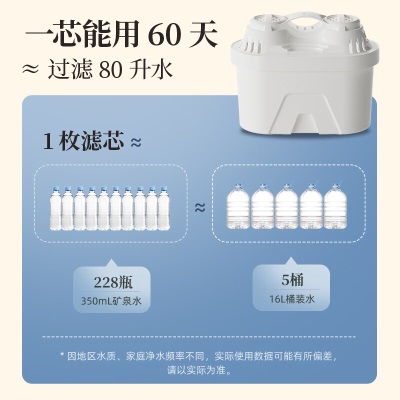 小熊（Bear）滤水壶 过滤净水器 家用净水壶 4.2L大容量过滤壶 四重过滤滤芯 过滤水壶a57g