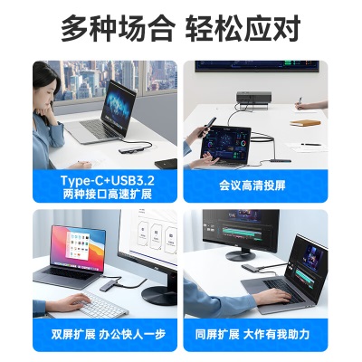 绿巨能Type-C3.2扩展坞10Gbps雷电4拓展坞USB-C3.2a60