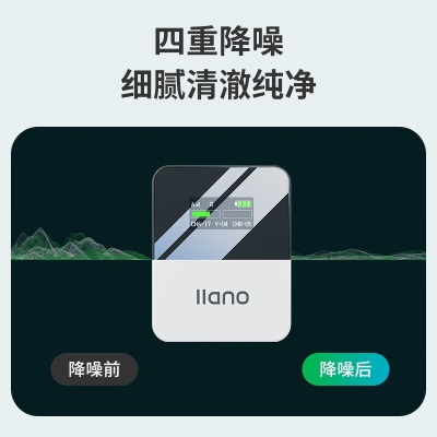 绿巨能（llano）无线麦克风 专业领夹式话筒一拖二单反相机手机直播收音麦小蜜蜂a60