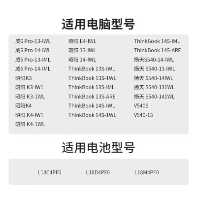 绿巨能（llano）适用联想威6 Pro13 14 IML ThinkBook 13S14S S540 昭阳K3 K4 L18D4PF0a60